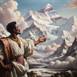someone gazing at Mount Everest, painting, renaissance style generated by DALL·E 2